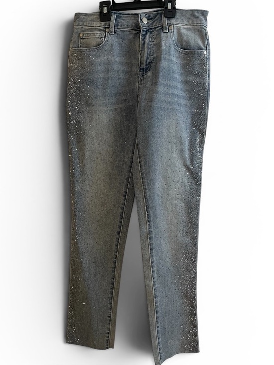 Versona Denim - Versona light-wash denim pants dazzling rhinestone